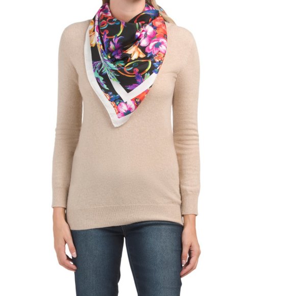 MOSCHINO Print Made In Italy Silk Printed Scarf